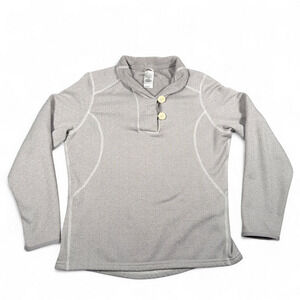North Face Sweater Womens LARGE Gray Fleece Geometric Sweater Shawl Pullover